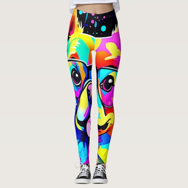 Leggings Diseño de Vibraciones Caninas Vívidas (Anverso)