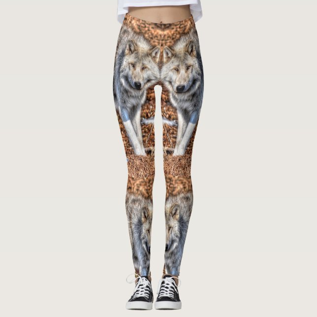 Leggings Diseño de vida silvestre del Lobo Ártico Blanco (Anverso)