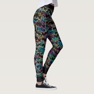 Leggings Diseño de vínculos de onda de efecto neón de MVB