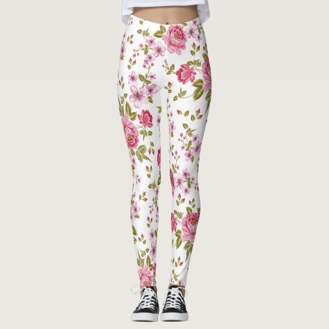 Leggings Diseño de vintage floral elegante (Anverso)