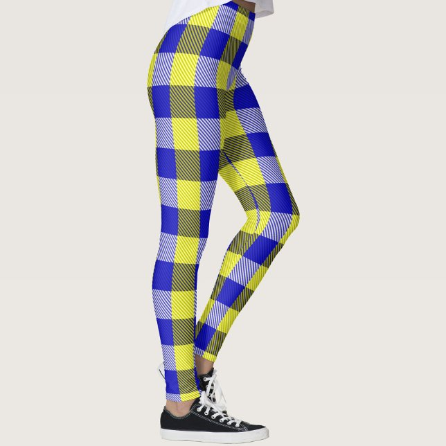 Leggings Diseño del cheque de Gingham amarillo azul (Subido por el creador)