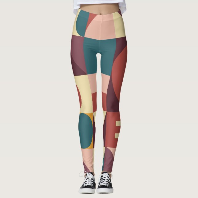 Leggings Diseño del corazón de San Valentín, fondo abstract (Anverso)