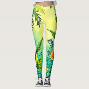 Leggings Diseño del paraíso exuberante de la jungla tropica