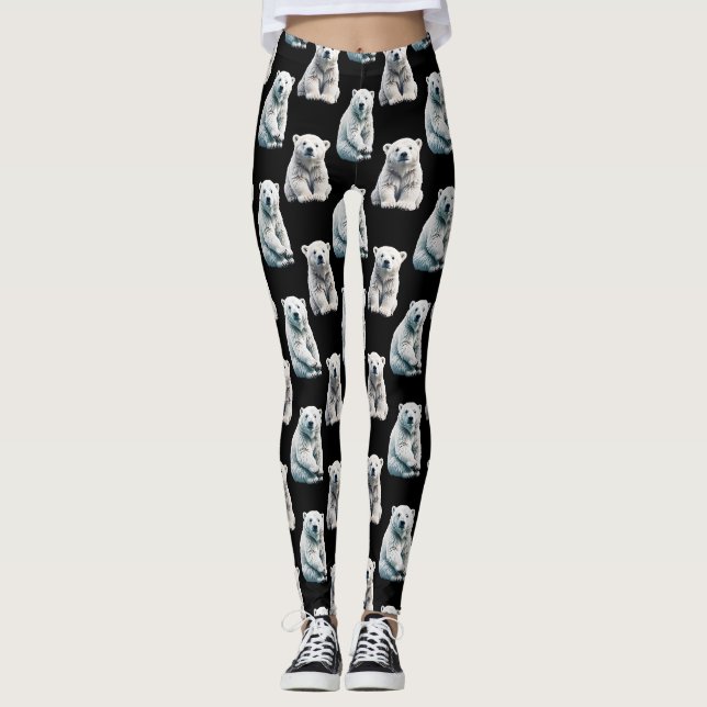 Leggings Diseño del patrón animal del oso polar (Anverso)