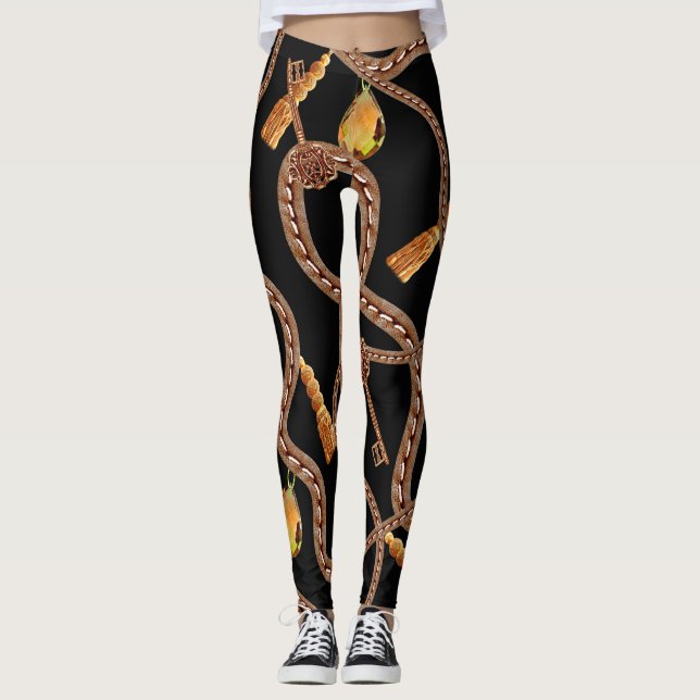 Leggings Diseño del patrón de cadena barroco (Anverso)