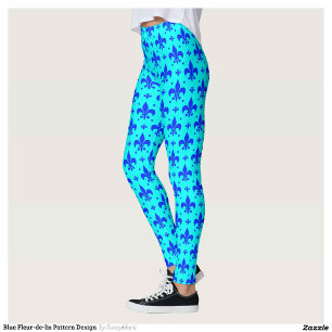 Leggings Diseño del patrón de flor azul de lis