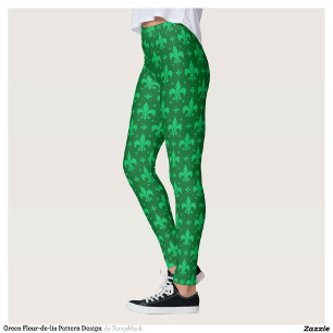 Leggings Diseño del patrón de flor verde de lis