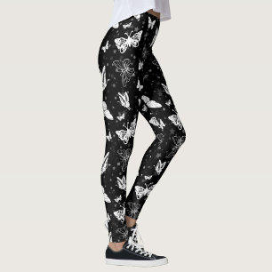 Leggings Diseño del patrón de Ilustracion de mariposa blanc