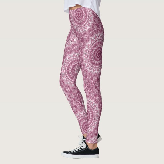Leggings Diseño del patrón de Mandala Rosa polvoriento (Izquierda)