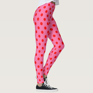 Leggings Diseño del patrón de puntos de polka rosados sobre