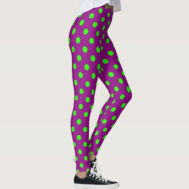 Leggings Diseño del patrón de puntos de polka verde sobre p (Subido por el creador)