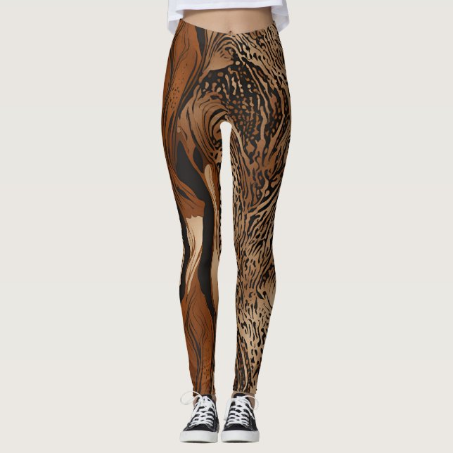 Leggings Diseño del patrón de resumen animal 4 (Anverso)