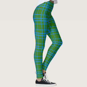 Leggings Diseño del patrón de trazados de tartán azul sobre
