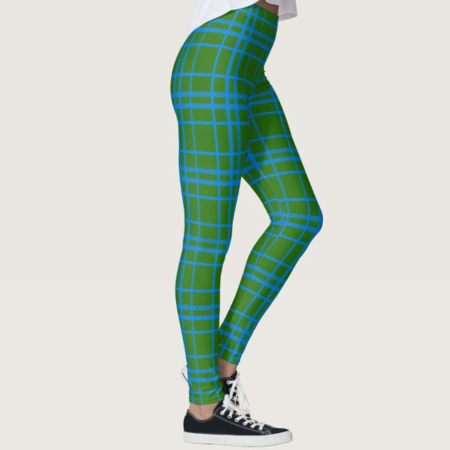 Leggings Diseño del patrón de trazados de tartán azul sobre (Subido por el creador)