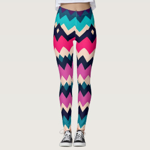 Leggings Diseño del patrón de zigzag de Chevron colorido
