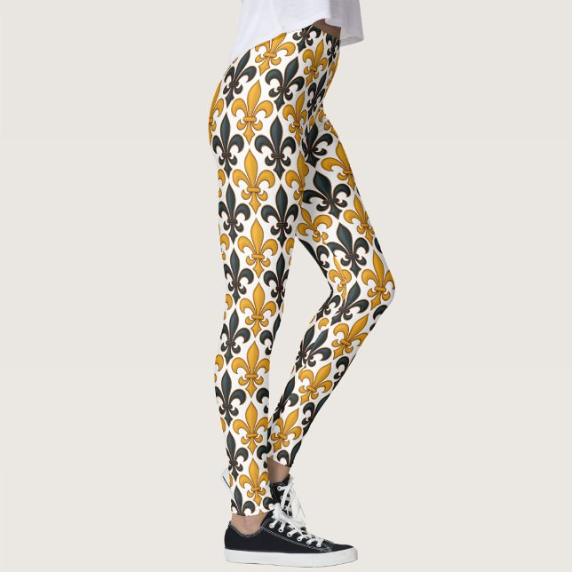 Leggings Diseño del patrón Fleur-de-lis amarillo negro barr (Subido por el creador)