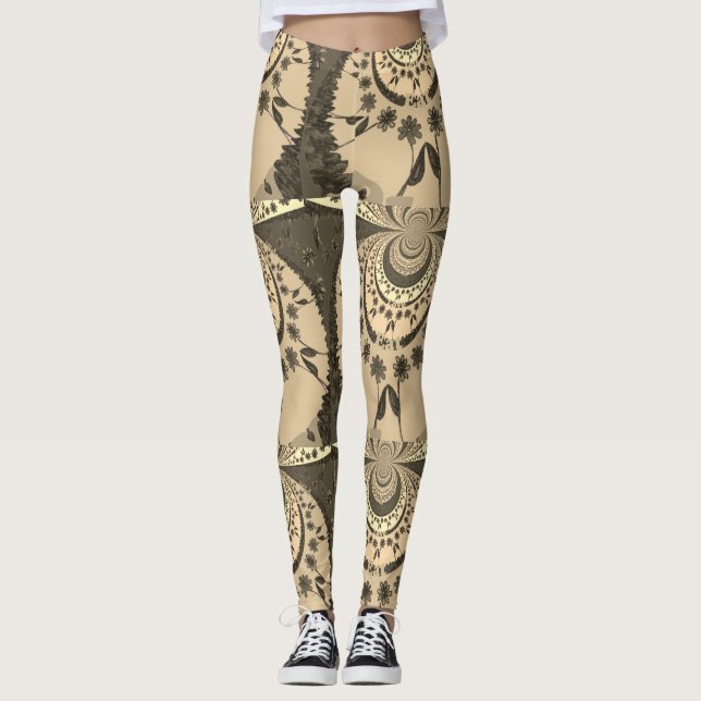 Leggings Diseño del patrón floral de Amina (Anverso)