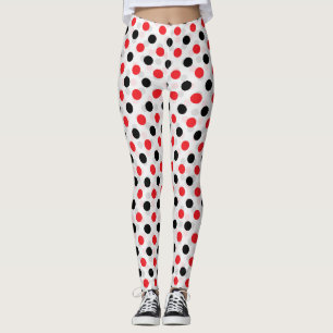 Leggings Diseño del patrón textil de puntos de polka negro 