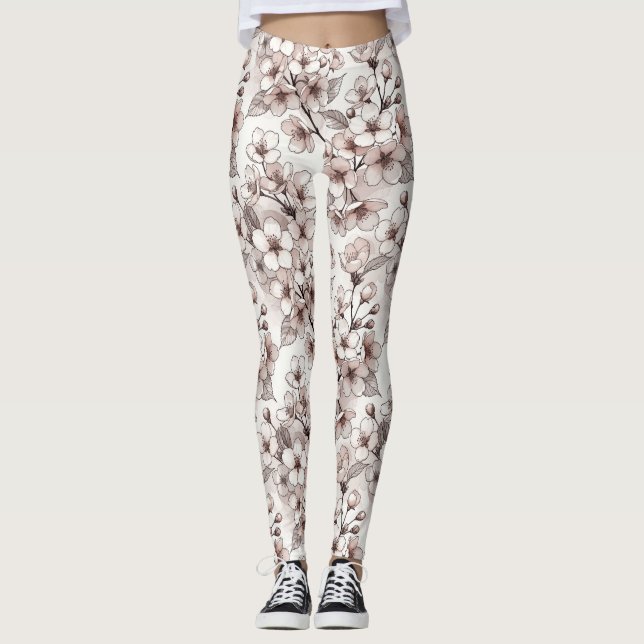 Leggings Diseño delicado de flor de cerezo (Anverso)
