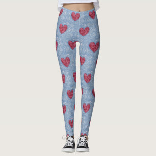 Leggings Diseño difuso de tonos rojos y rosados y azules