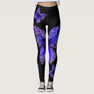 Leggings Diseño elegante azul del modelo de mariposa,
