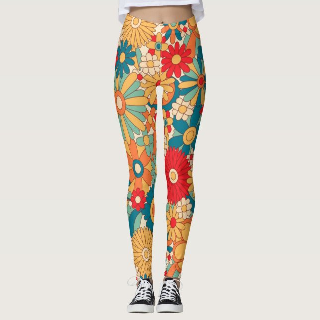 Leggings Diseño Elegante De Flores Pintadas A Mano (Anverso)