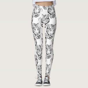 Leggings Diseño elegante de impresión de cabezal blanco y n