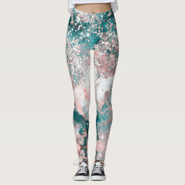 Leggings Diseño elegante del Rosa de galaxia azul Verde azu