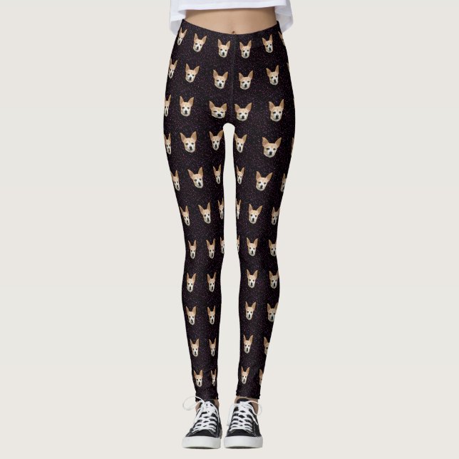 Leggings Diseño elegante Purpurina púrpura de Perro Chihuah (Anverso)