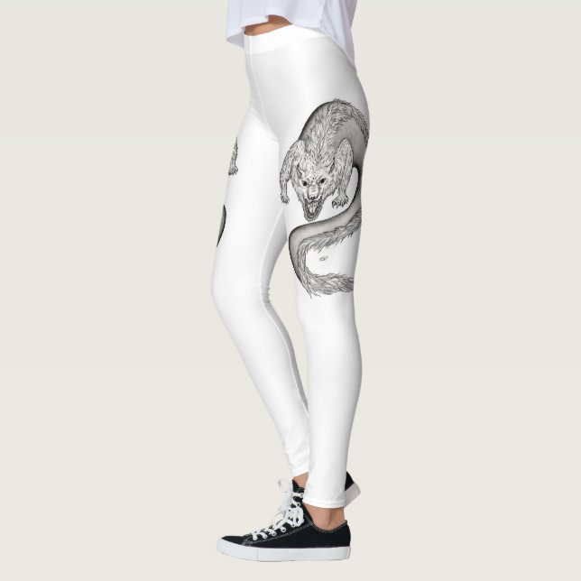 Leggings Diseño en blanco y negro de Wolfdragon (Izquierda)