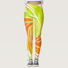 Leggings Diseño espiral verde y Naranja