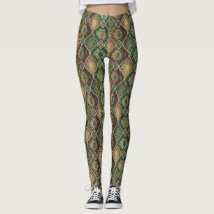 Leggings Diseño Exótico Ornamentado Geométrico de Piel de S