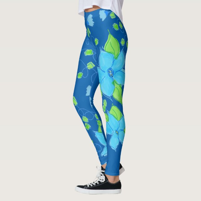 Leggings Diseño floral Azul claro (Izquierda)
