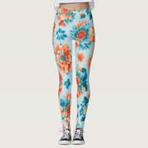 Diseño floral azul y Naranja encantador: Delicado