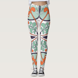 Leggings Diseño floral de mosaico oriental marroquí