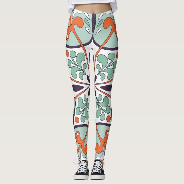 Leggings Diseño floral de mosaico oriental marroquí (Anverso)