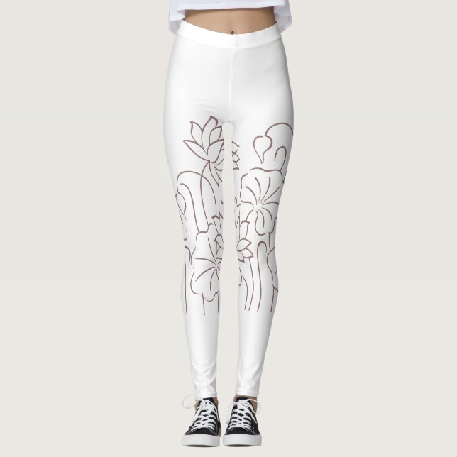 Leggings Diseño floral rojo rosado (Anverso)