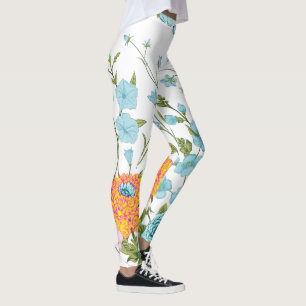 Leggings Diseño floral rosa azul pastel y amarillo