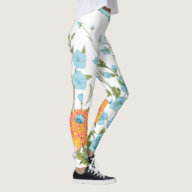Leggings Diseño floral rosa azul pastel y amarillo (Derecha)