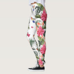 Leggings Diseño floral tropical, colibríes, mariposas<br><div class="desc">Las magníficas leggings presentan un diseño floral tropical resaltado por los colibríes y las mariposas.  Perfecto para unas vacaciones tropicales en la playa o para un desgaste diario.</div>