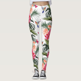 Leggings Diseño floral tropical, colibríes, mariposas