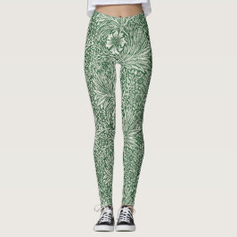 Leggings diseño floral verde caléndula de william morris