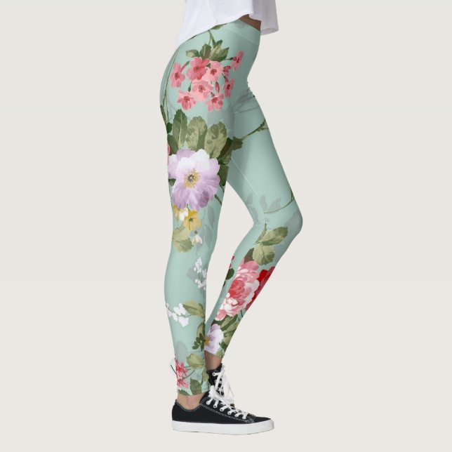 Leggings Diseño floral verde vintage (Derecha)