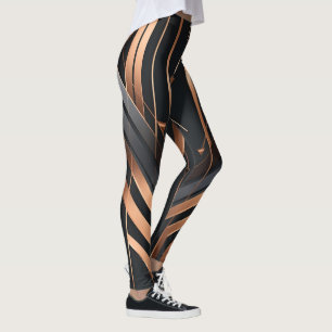 Leggings Diseño geométrico Art Deco de cobre y plata