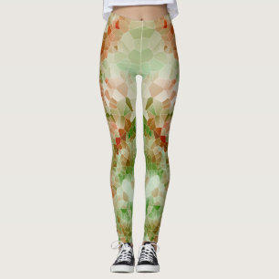 Leggings Diseño geométrico de cristal de Naranja verde y os
