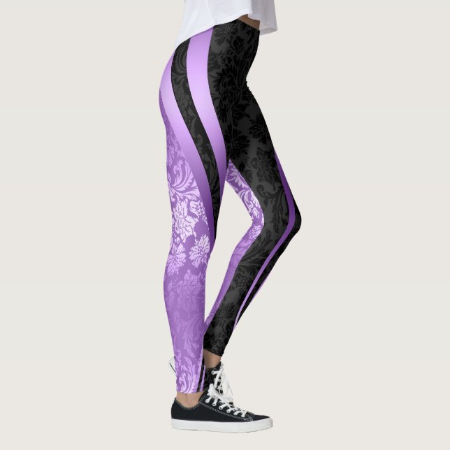 Leggings Diseño geométrico de damascos florales negros y mo (Derecha)