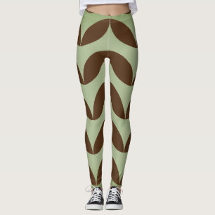 Leggings Diseño geométrico de diseño marrón y verde de semi
