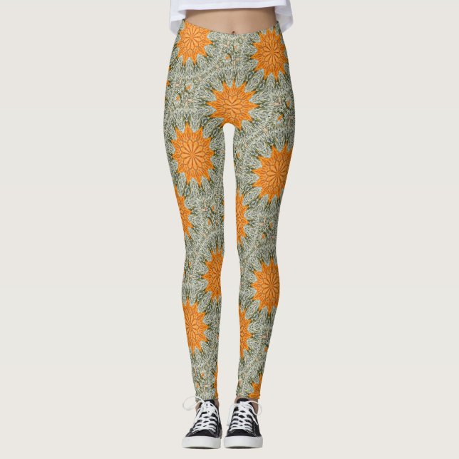Leggings diseño geométrico de dorados solares (Anverso)
