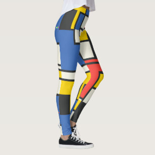 Leggings Diseño geométrico de estilo mondriano colorido