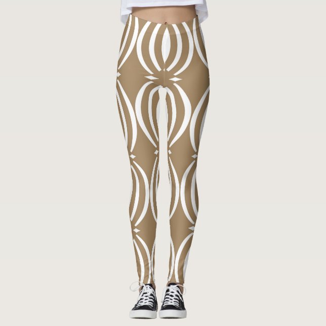 Leggings Diseño geométrico de líneas onduladas de vintage (Anverso)